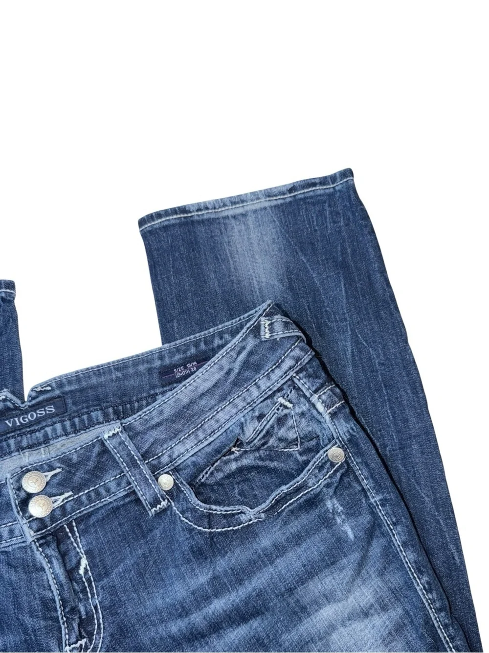 Vigoss Women's Medium Blue Boot Cut Jeans with Faded Wash